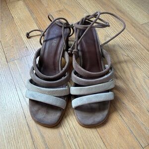 ALOHAS Brown and Cream Letizia Heeled Sandals